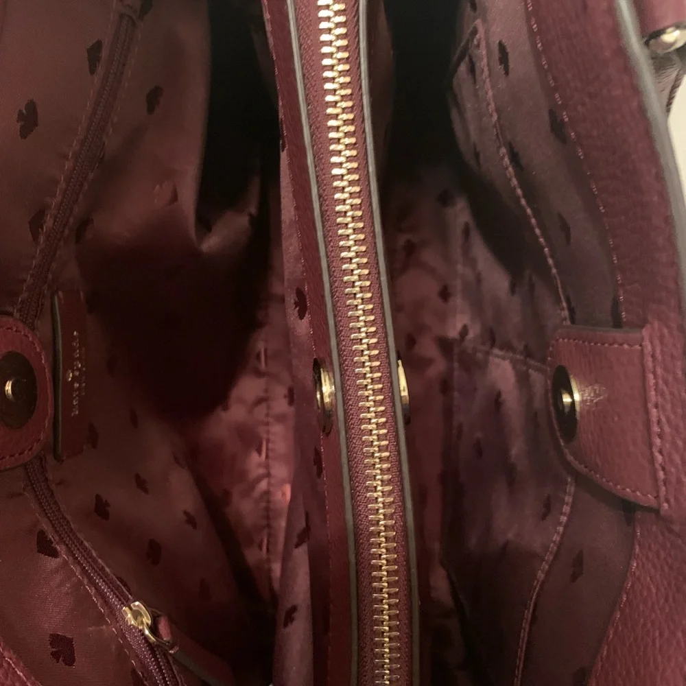 Kate Spade Jackson Pebble Leather Med. Triple Compartment Satchel Cherrywood Red